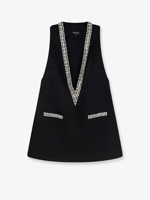 Retrofete Nancie Satin Mini Dress With Rhinestones