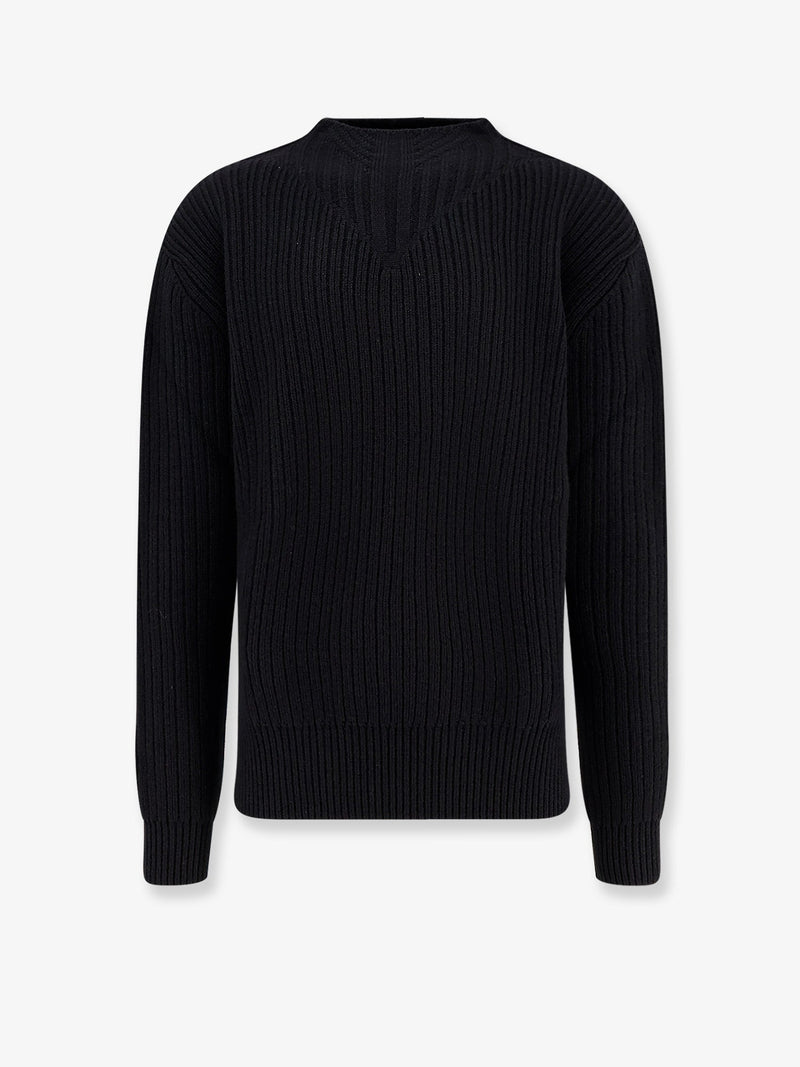 Rick Owens Suéter negro de cuello redondo de lana virgen Fisherman de Rick Owens - World Class Fashion