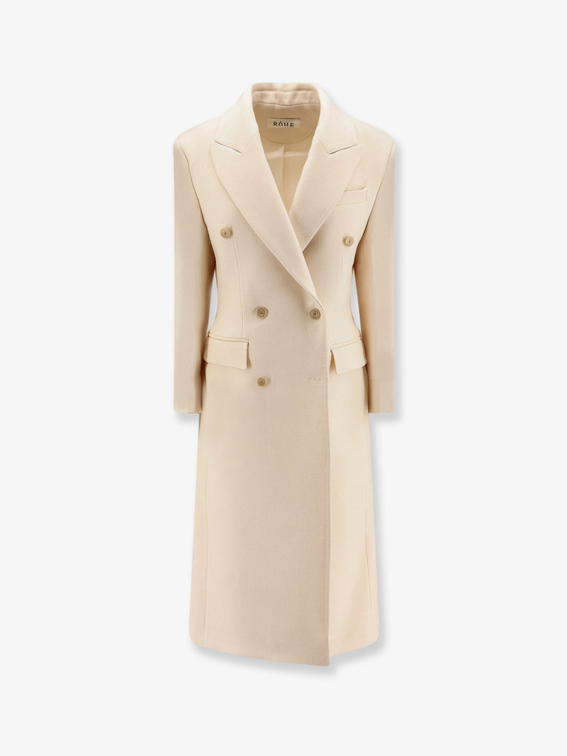 Rohe Abrigo de Lana Cruzado con Silueta de Reloj de Arena Rohe, Color Blanco - World Class Fashion