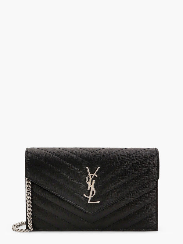 Saint Laurent Pochette Cassandre Grain-De-Poudre Leather Clutch With Shoulder Strap