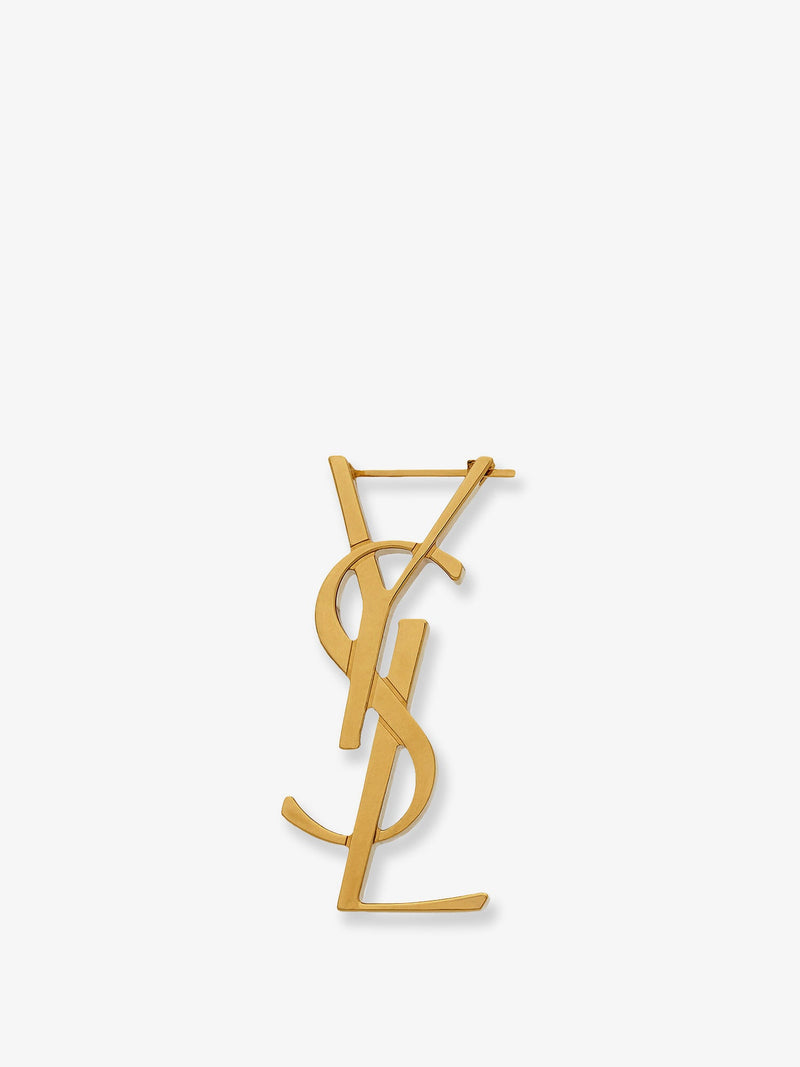 Saint Laurent Pendiente individual YSL de Saint Laurent en color dorado - World Class Fashion
