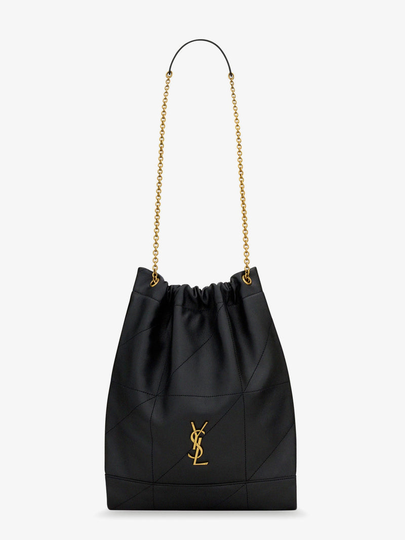 Saint Laurent Saint Laurent Jamie Pochon Leather Shoulder Bag Black - World Class Fashion