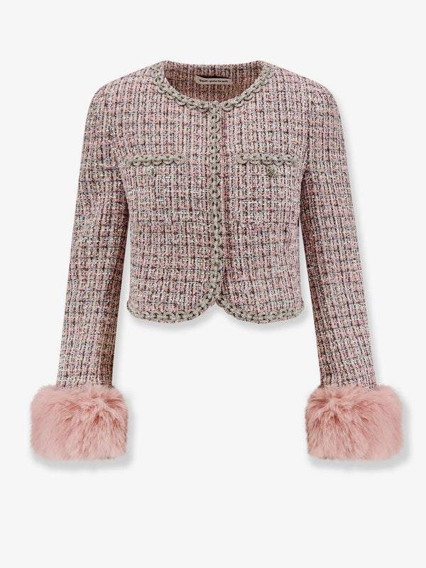 Self Portrait Bouclé Fabric Blazer With Jewels Profiles