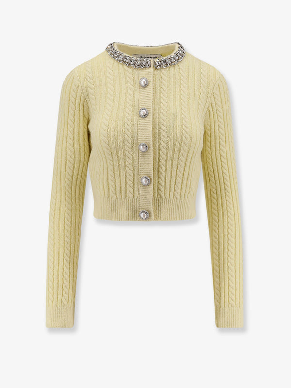 Self Portrait Wool Blend Cardigan With Rhinestones