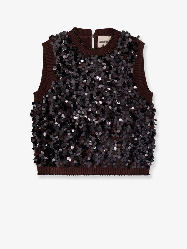 Semicouture Wool And Cashmere Vest With Sequins