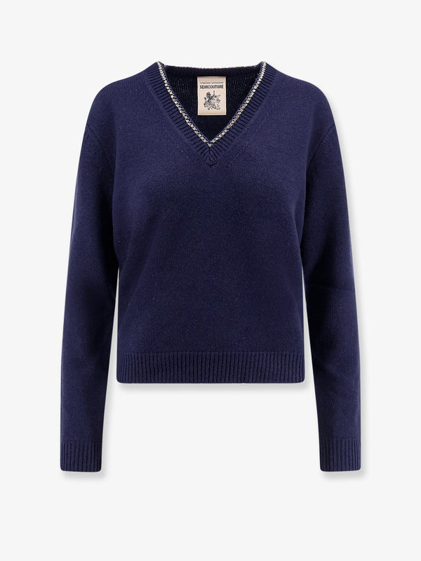 Semicouture Wool And Cashmere Sweater With Rhinestones