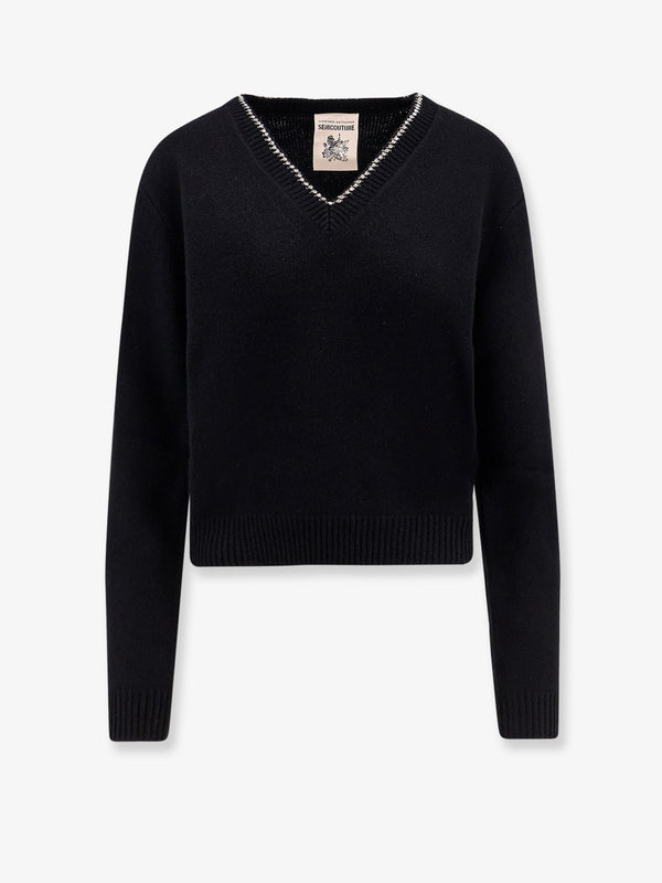 Semicouture Wool And Cashmere Sweater With Rhinestones