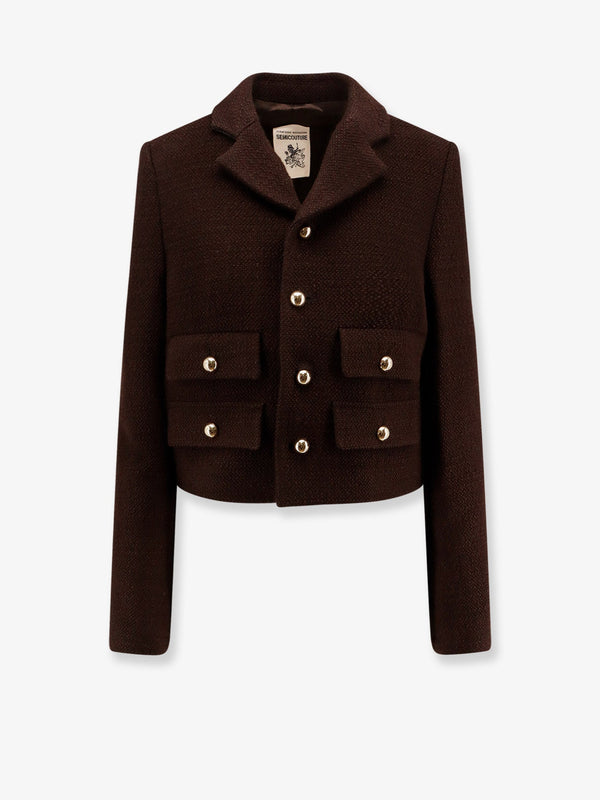 Semicouture Wool Blend Blazer With Metal Buttons