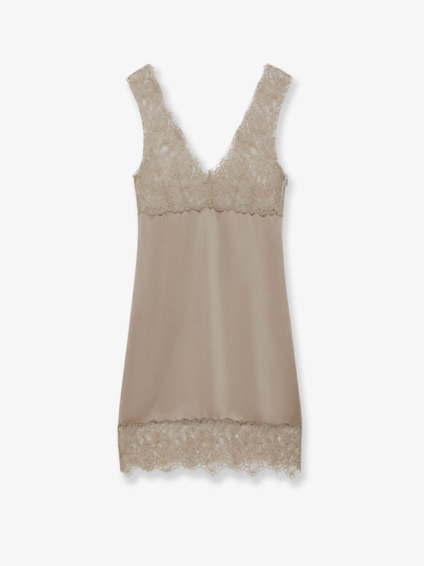 Stella Maxwell X Marella Satin Short Dress With Lace Inserts