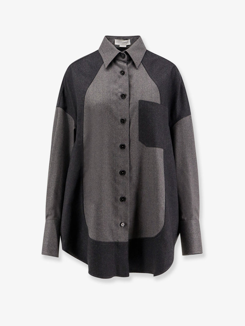 Stella Mccartney Stella McCartney Oversize Wool Shirt Grey - World Class Fashion