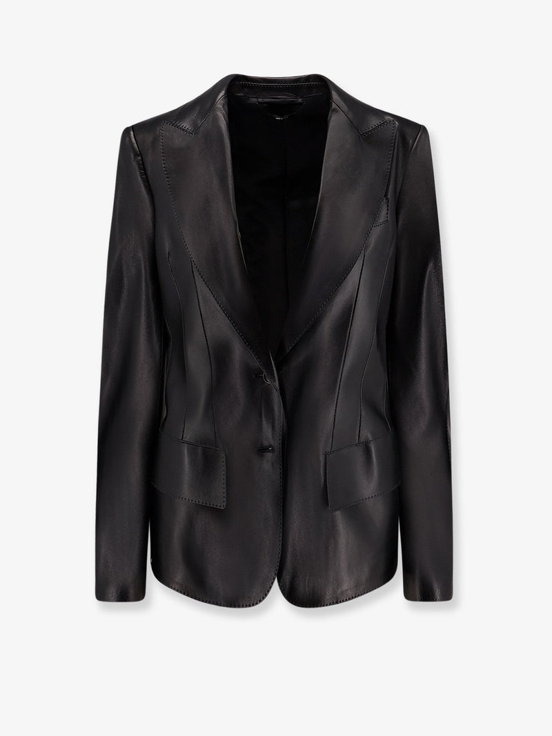 Tom Ford Tom Ford Americana de cuero negra para mujer - World Class Fashion