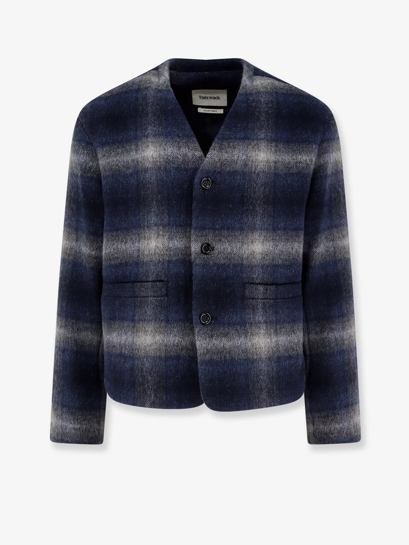 Tonywack Blazer de tela italiana Tonywack azul marino gris - World Class Fashion