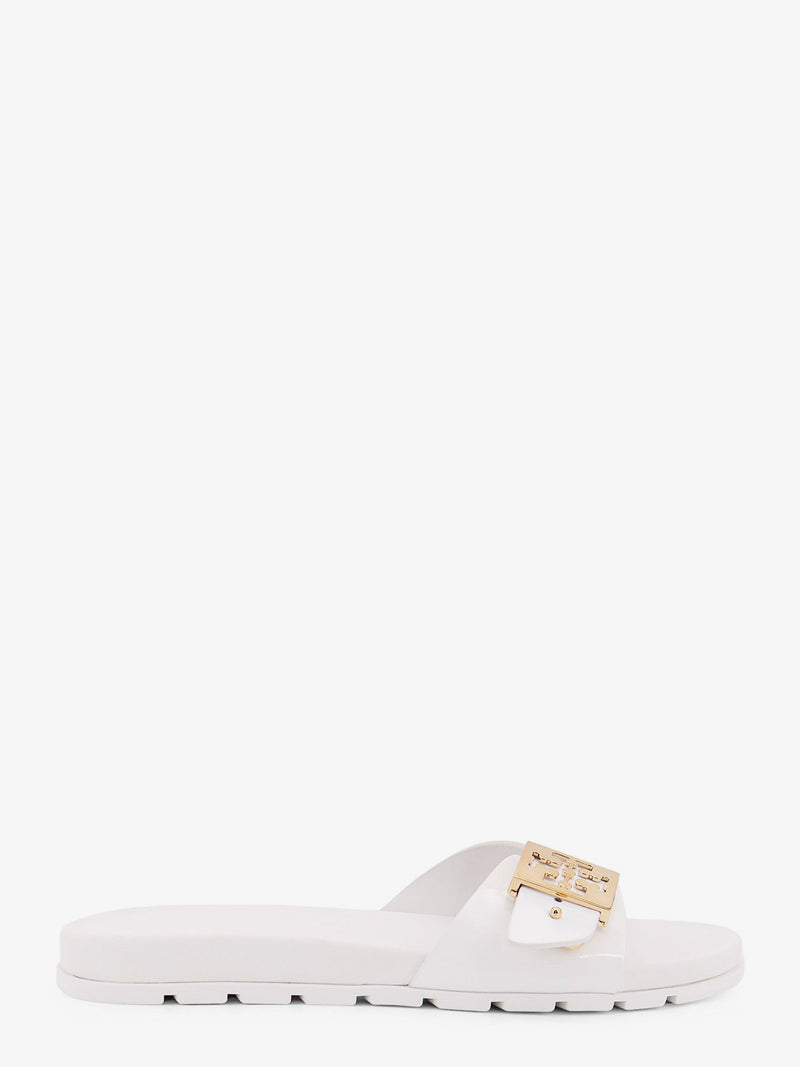 Tory Burch Tory Burch Patent Synthetic Leather Buckle Slide White - World Class Fashion