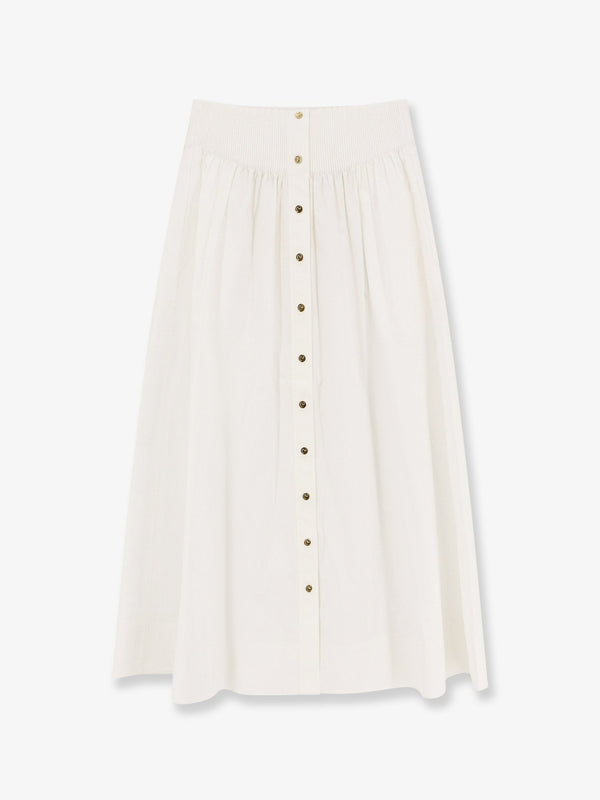 Tory Burch Cotton Skirt With Logoed Buttons