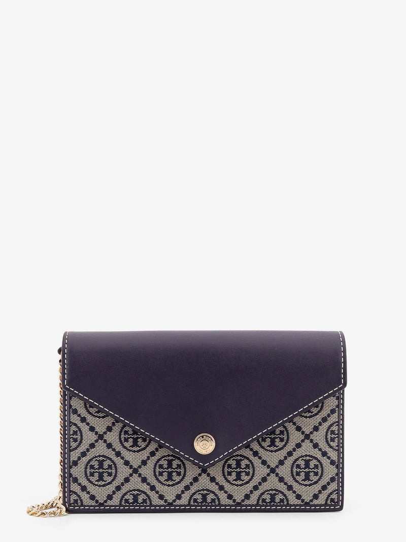 Tory Burch Tory Burch T-Monogram Envelope Chain Wallet Blue - World Class Fashion