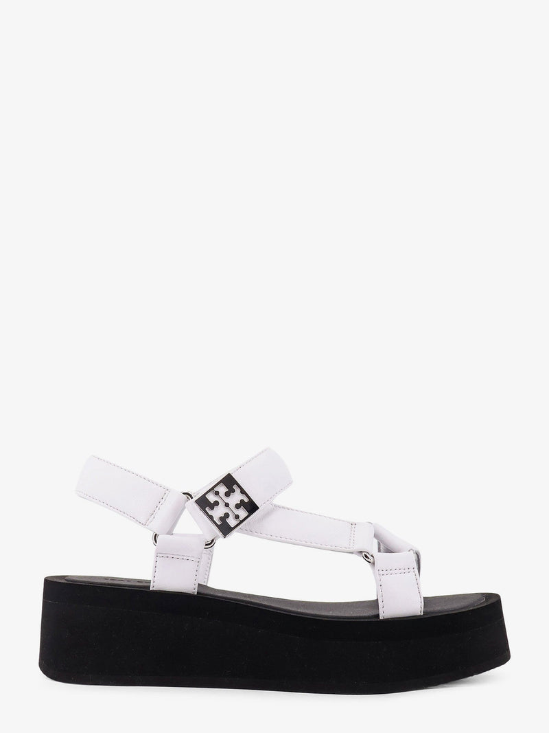 Tory Burch Tory Burch Mellow Leather Wedge Sandals White - World Class Fashion