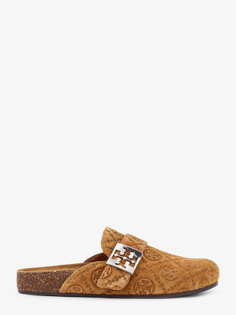 Tory Burch Tory Burch T Monogram Mellow Jacquard Suede Mule Brown - World Class Fashion