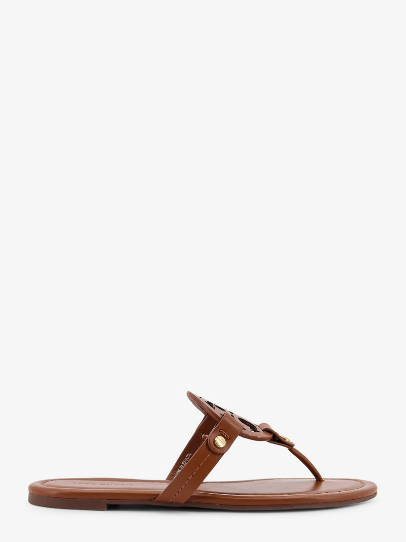 Tory Burch Tory Burch Miller Leather Thong Sandals Brown - World Class Fashion
