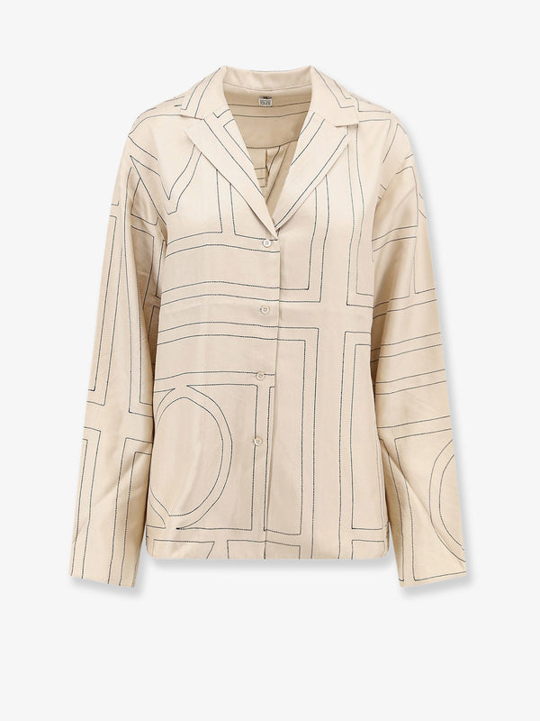 Toteme Silk Shirt With Monogram Logo Embroidery