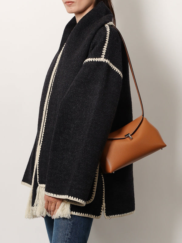Toteme T-Lock Leather Clutch With Contrasting Stitching
