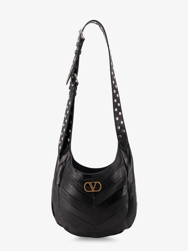 Valentino Garavani Leather Hobo Crossbody Bag With Metal Vlogo Signature