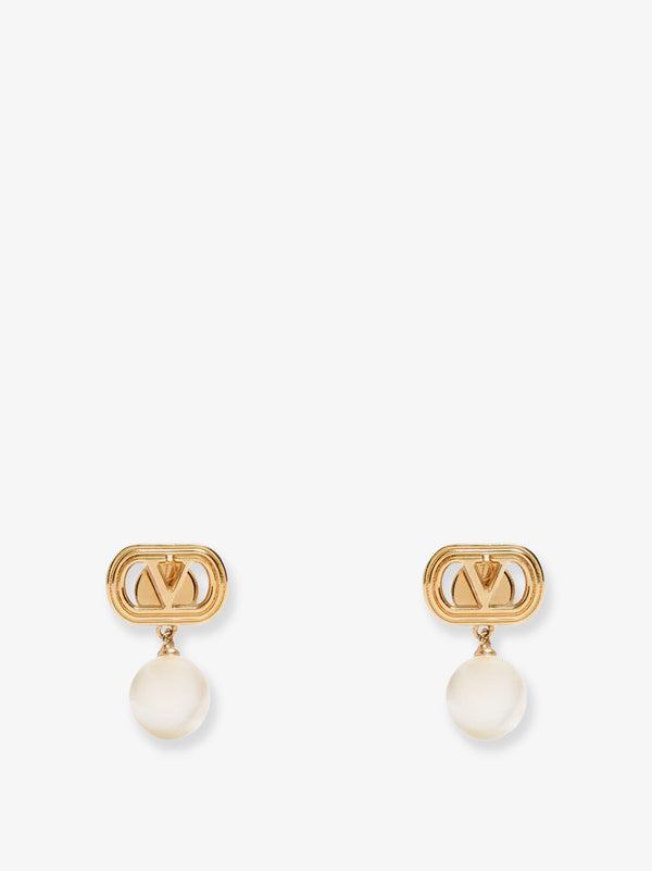 Valentino Garavani Ovalette Metal Earrings With Swarovski Pearls