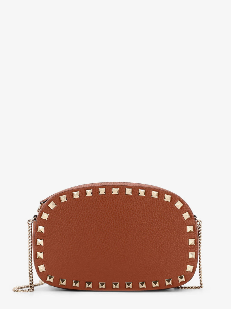 Valentino Garavani Valentino Garavani Rockstud Leather Shoulder Bag Brown - World Class Fashion