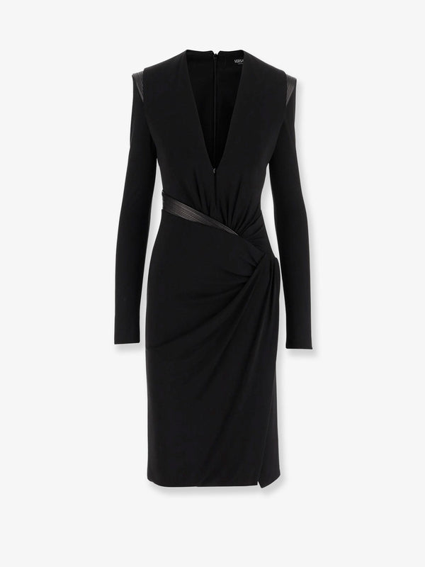 Versace Crepe Mini Dress With V-Neckline