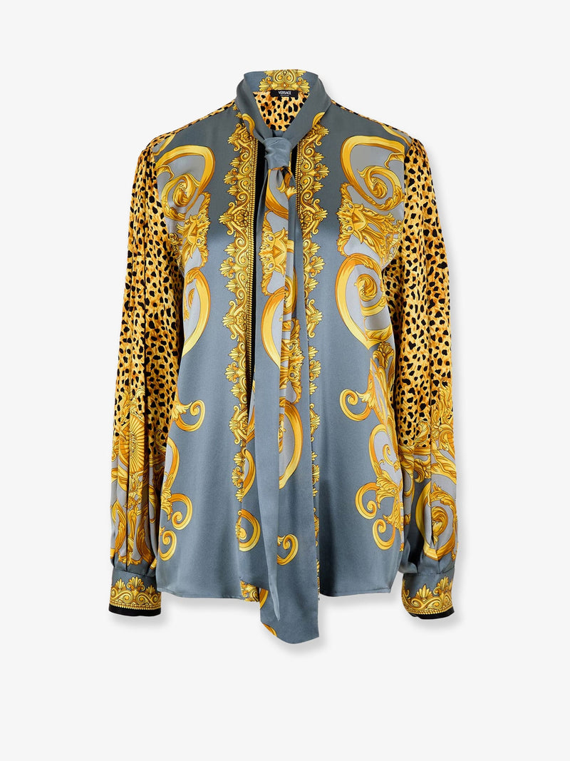 Versace Versace Cheetah Foulard Lavallière Silk Shirt Multicolor - World Class Fashion