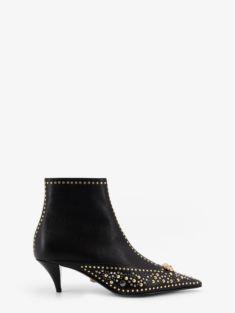 Versace Botines Versace de cuero negros para mujer - World Class Fashion