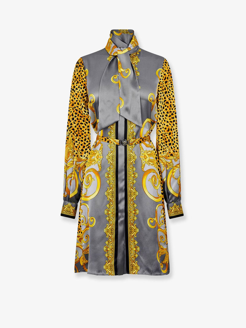 Versace Vestido chemisier de seda multicolor de Versace - World Class Fashion