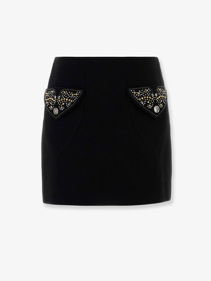 Versace Minifalda Versace de Lana Virgen Negra - World Class Fashion