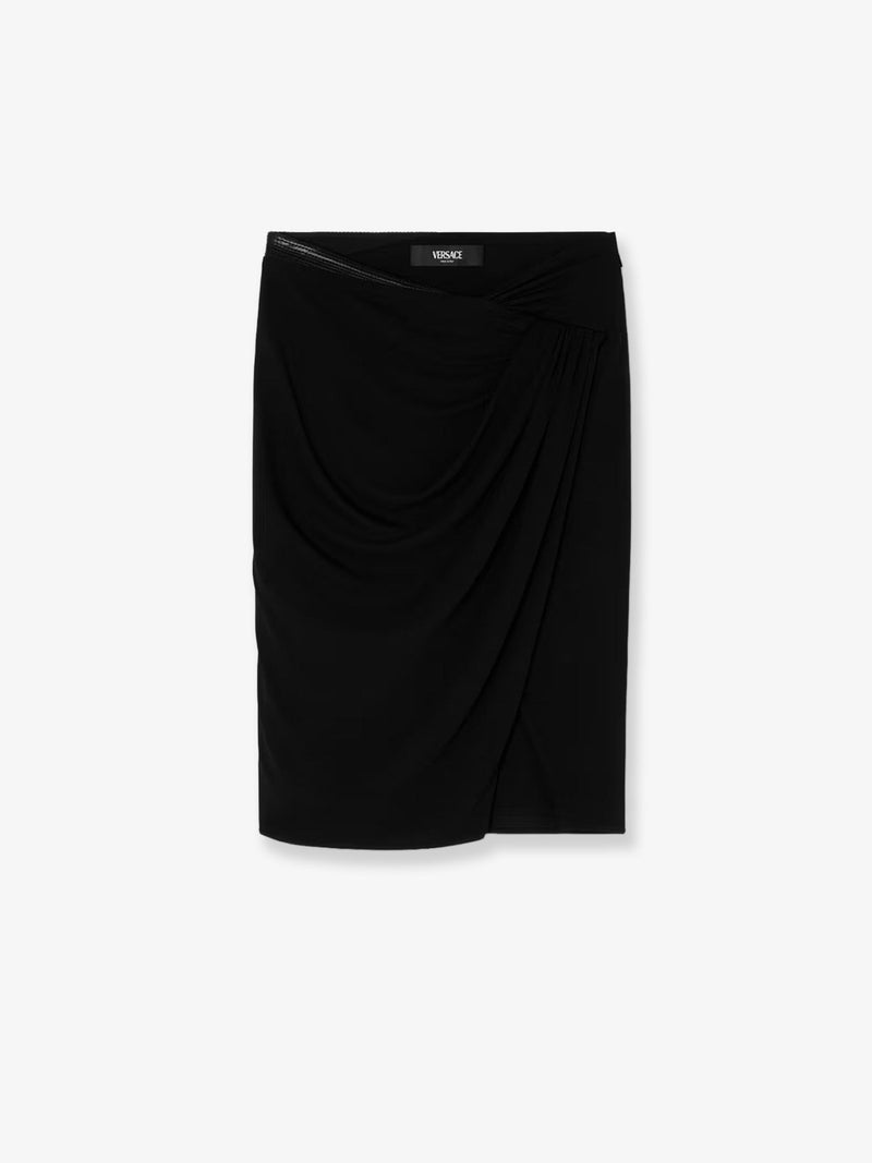 Versace Falda midi Versace de viscosa elástica negra - World Class Fashion