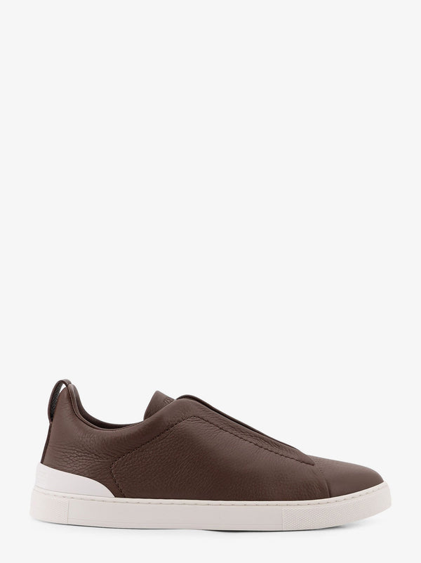 Zegna Triple Stitch Low-Top Leather Sneakers