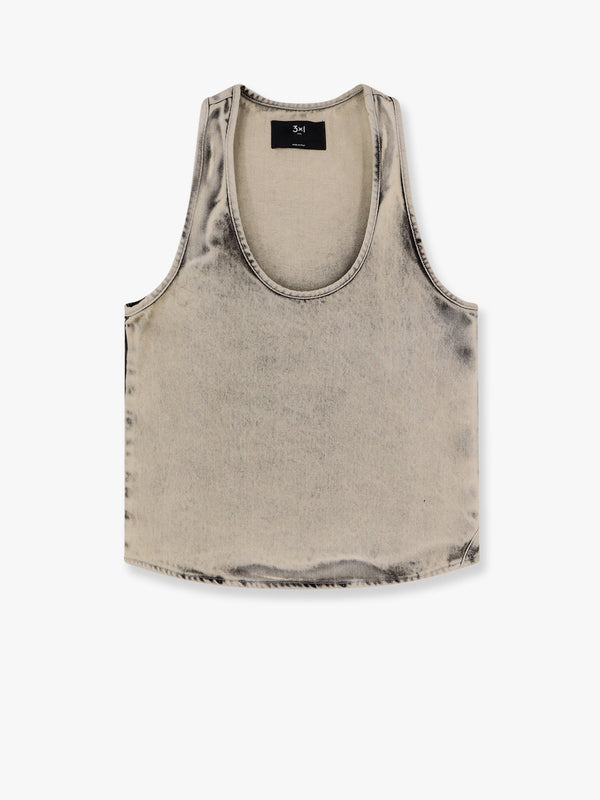 Moon stone-washed denim tank top