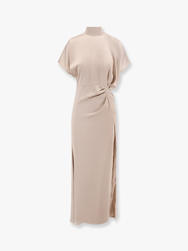 Satin long dress with slit