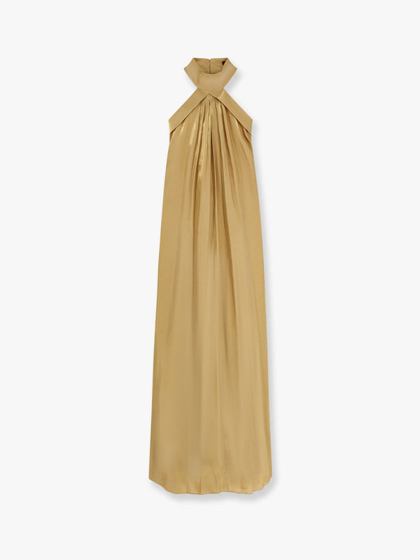 Flared satin long dress