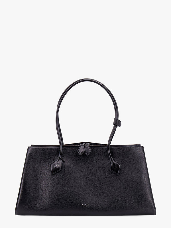 Leather shoulder bag with frontal logo print
