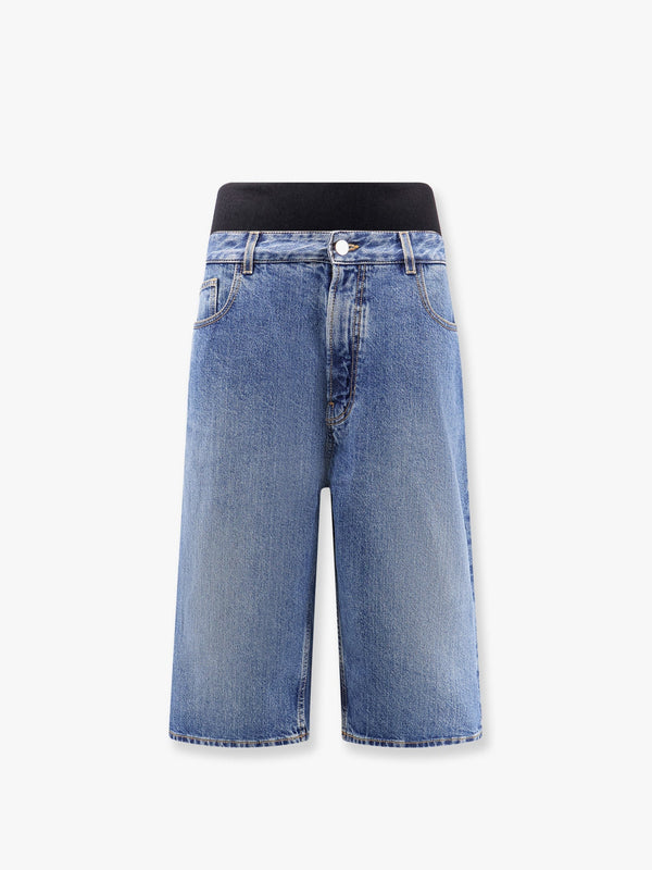 Denim bermuda shorts with ribbed band