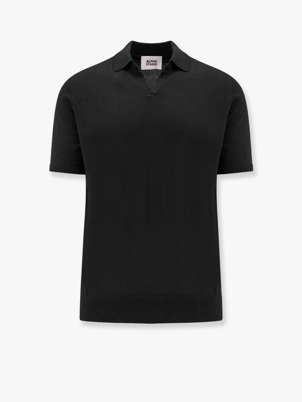 Cotton crepe polo shirt
