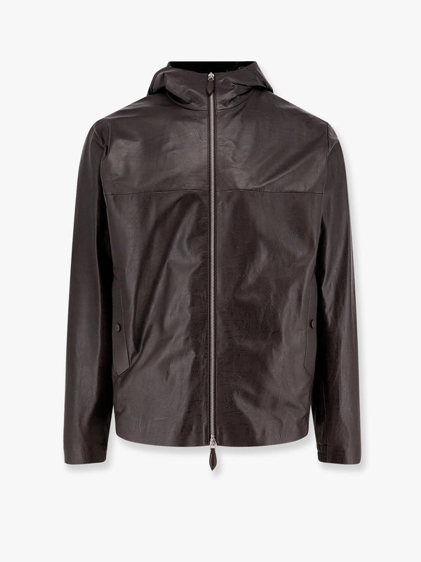 Scritto b-way printed leather jacket