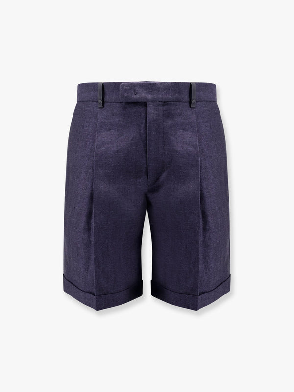 Linen pleated bermuda shorts