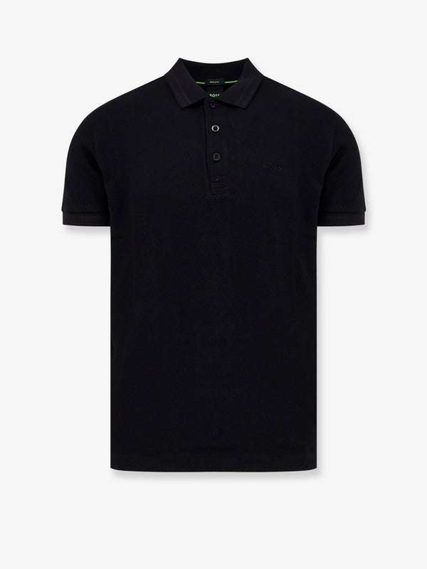 Cotton polo shirt with embroidered profiles