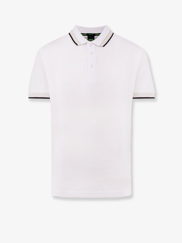 Cotton polo shirt with embroidered profiles