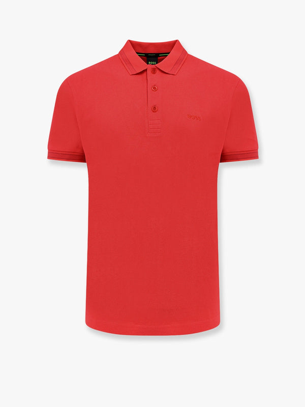 Cotton polo shirt with embroidered profiles