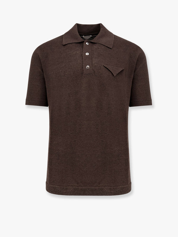Light linen and cotton polo shirt with triangle detail