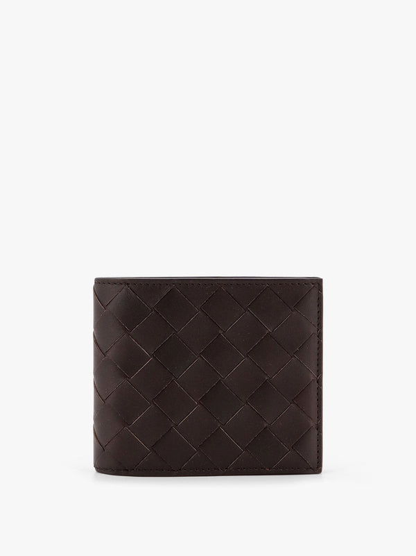 Leather wallet with intrecciato motif