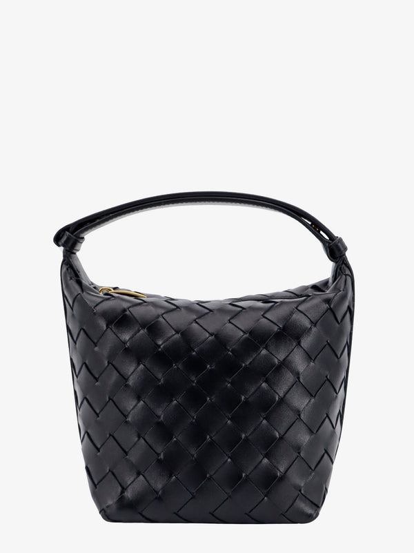 Leather handbag with intrecciato motif