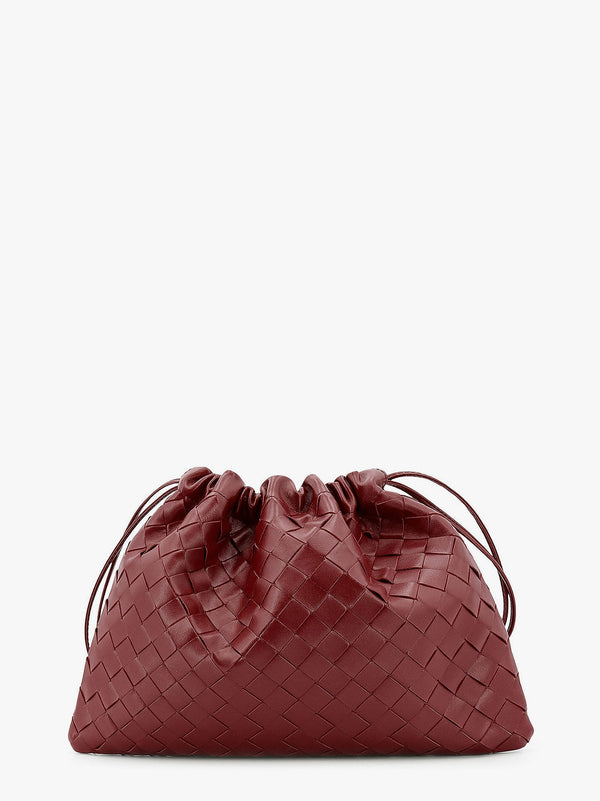 Leather clutch with intrecciato motif