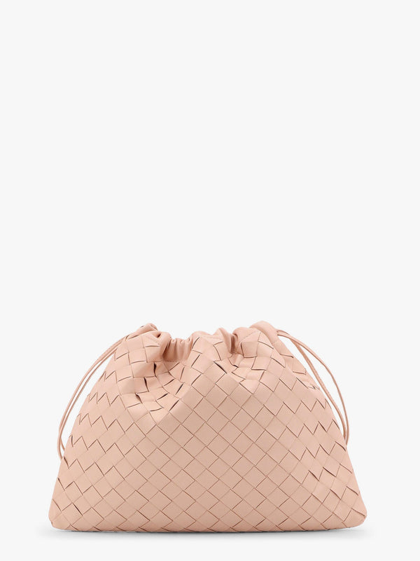 Leather clutch with intrecciato motif